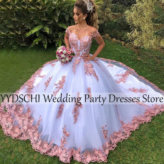 Customized Pink Wedding Dresses 2025 Sweetheart De Novia Dress White/Ivory Robe De Mariée Backless Classic Sleeve For Women