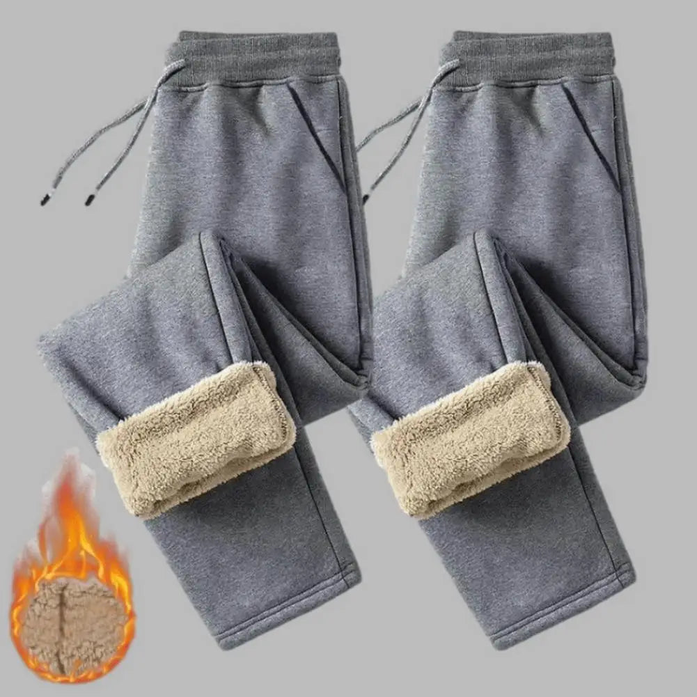 Winter Lambswool Warm Casual Pants Thick Plush Drawstring Men Sweatpants Fitness Jogging Pants Men Fleece Straight Trousers