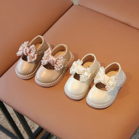 Baby Girls Big Bow Shoes Low Heel Flower Wedding Party Dress Shoes Princess Shoes For Kids Toddler