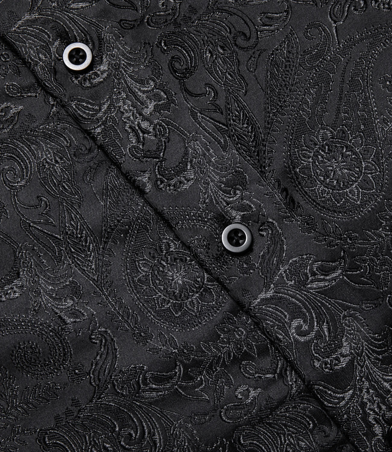DiBanGu Silk Polyester Dress Shirts for Men Black Solid Paisley Red Silver Long Sleeve Turn Down Collar Prom Social Men's Shirt