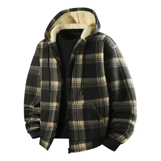 Winter Fashionable Trendy Grid Thickened Warm Lamb Fleece Jacket for Men's Casual Loose Sports Large Size High Quality Jacket