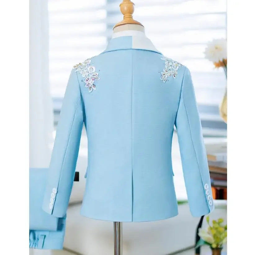 Children's Suit Set New High-End Handmade Flower Boy Host Piano Performance Blazer Traje De Niño Para Boda Boys Suits A3755