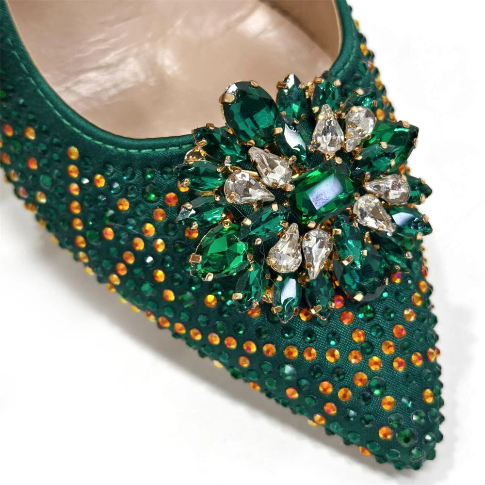 Venus Chan Nigerian Women Heel Party Ladies Italian Design Shoes And Bag Set Decorated with Rhinestone Handbag Wedding Party