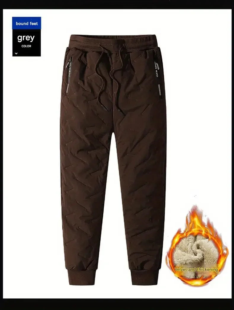 Winter Sweatwear Men Plush Thick Fleece Sweatpant Lambswool Thermal Trousers Casual Pants Waterproof Windproof Warm Cotton Pants