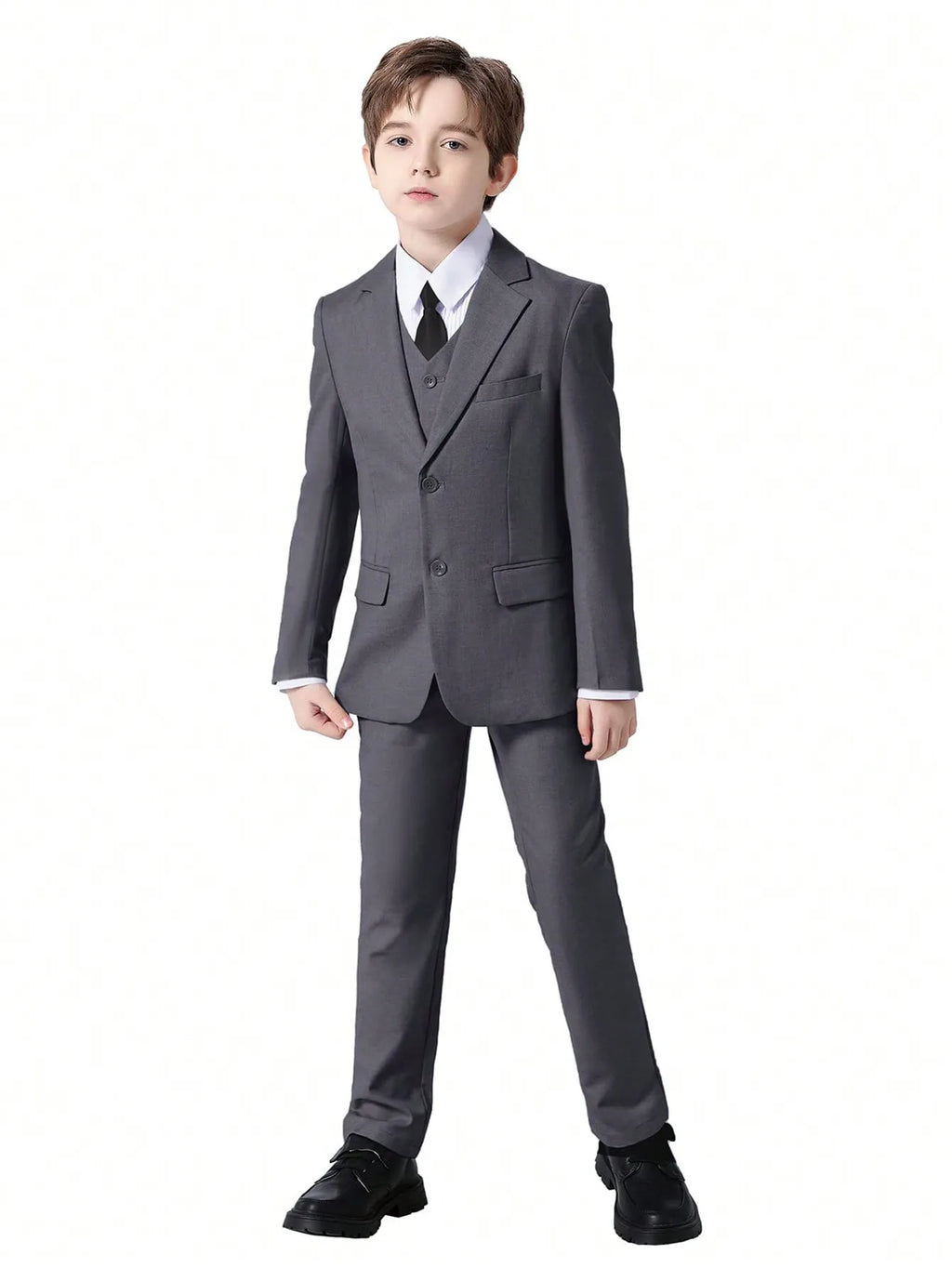Boys Slim Fit Formal Suit Set – 5-Piece Dresswear | Sizes 2T–20 | School, Wedding & Special Occasions