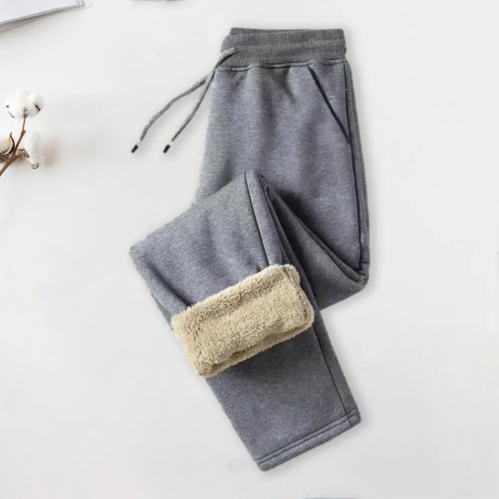 Winter Lambswool Warm Casual Pants Thick Plush Drawstring Men Sweatpants Fitness Jogging Pants Men Fleece Straight Trousers