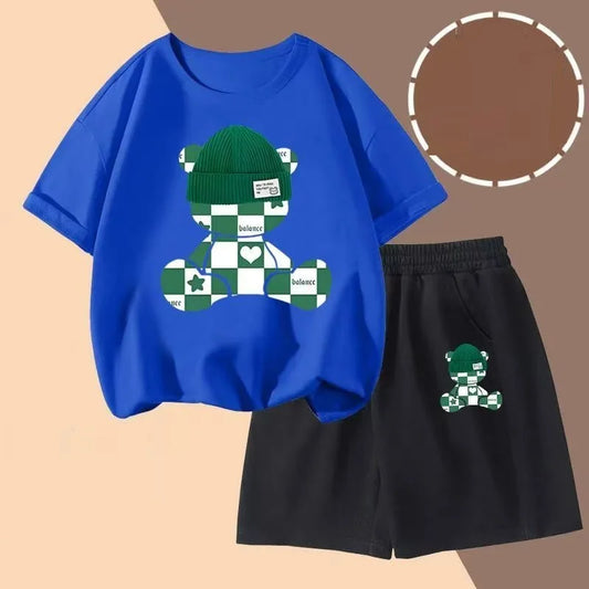 Summer Baby Boy Clothes Set Children Girls Cartoon Bear Short Sleeve T-shirts Top and Shorts Bottom Suit Kid Casual Tracksuits
