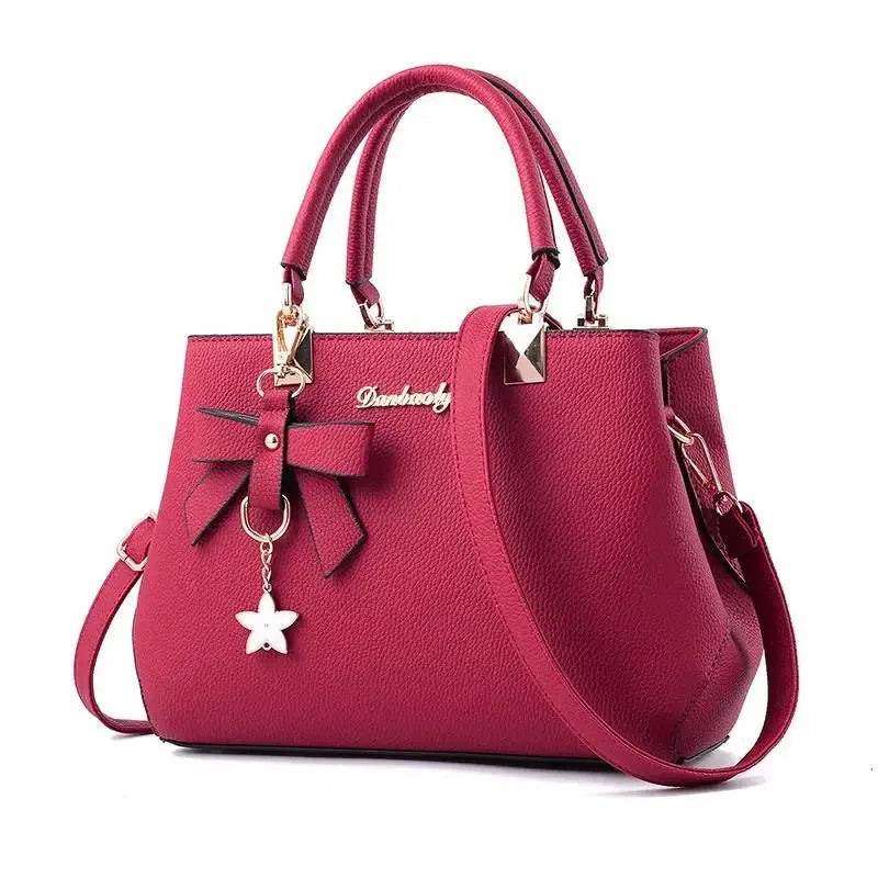 Women Messenger Bags With Flower Pendant Office Ladies Fashion Totes Pure Handbag For Female New Crossbody Shoulder Bags