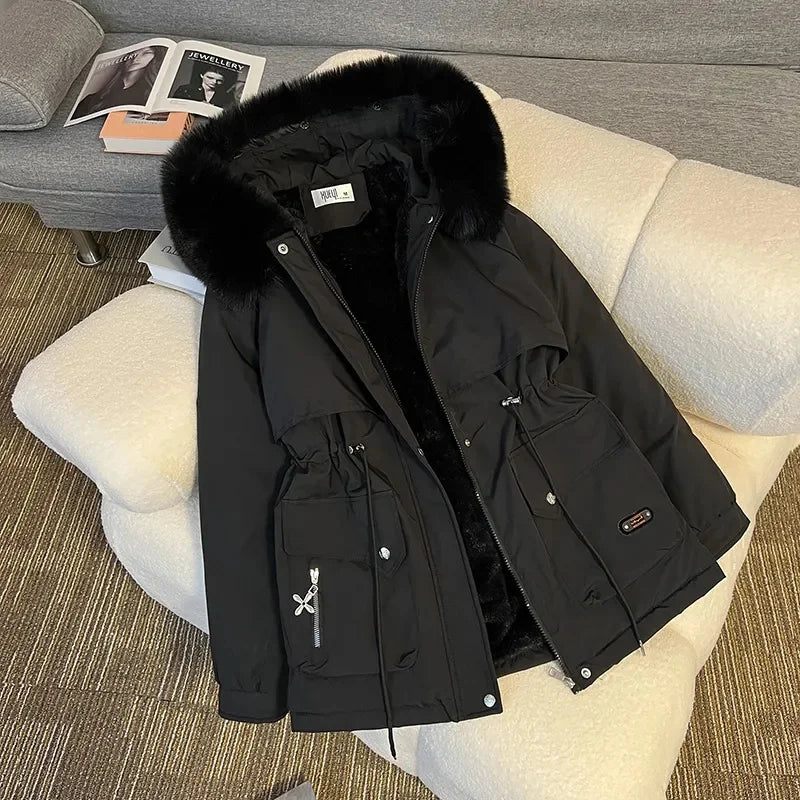 Winter Parkas Jacket Women 2025 New Fashion Korean Loose Hooded Thick Warm Casual Cotton Padded Coat Female Overcoat Casual Tops