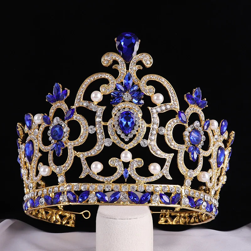 Fashion Wedding Big Crown Bridal Hair Accessories Vintage Big Rhinestone Headbands Romantic Crown Tiaras Party Decoration