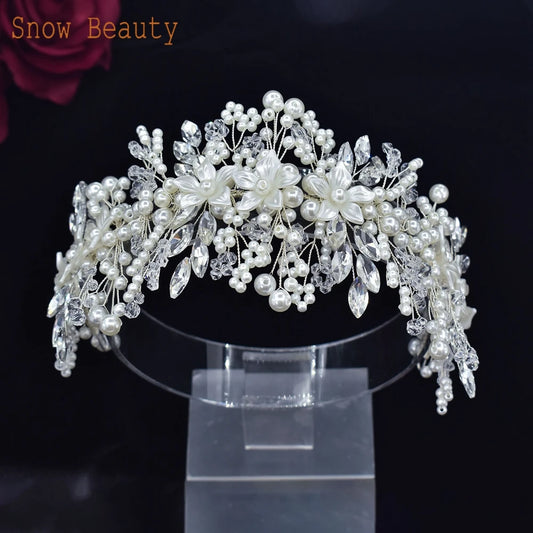 DZ023 Fashion Wedding Headpiece Crystal Pearl Hair Piece 2022 Bridal Tiara Dinner Party Headdress  For Women Bride Headwear