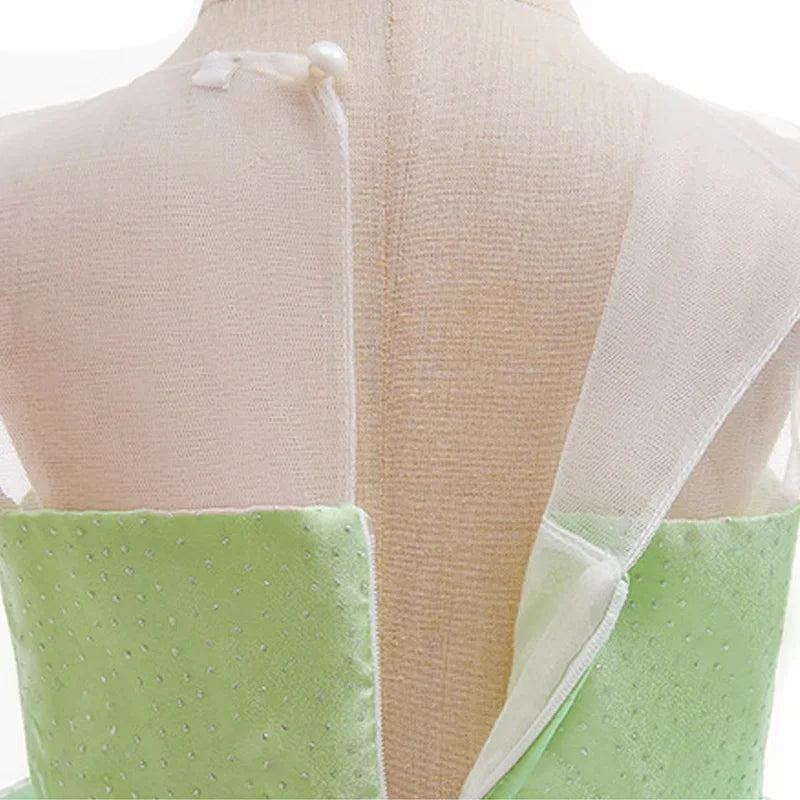 Baby Girl Clothing Flower Fairy Summer Dress For Girls Fashion Shiny Green Princess Dress Sleeveless Ruffle Children Dresses