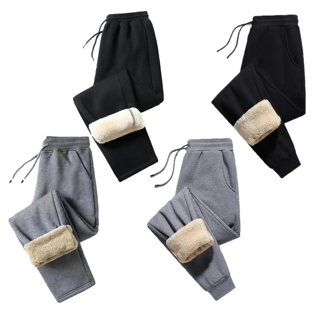Winter Lambswool Warm Casual Pants Thick Plush Drawstring Men Sweatpants Fitness Jogging Pants Men Fleece Straight Trousers