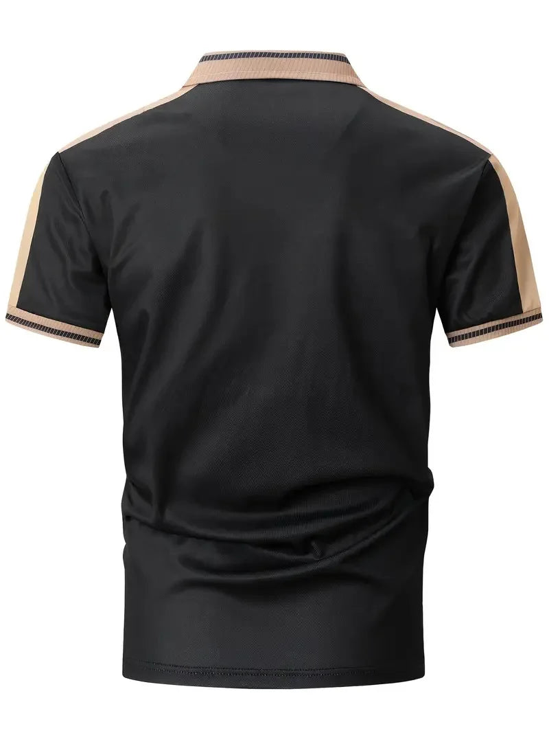2024 Cross-border summer new European and American muscle men daily casual printed lapel short-sleeved sports Polo shirt