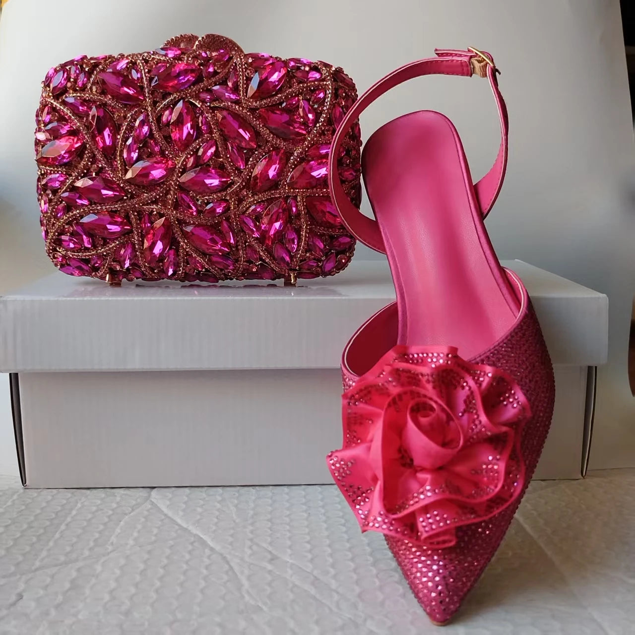 INSIGHTLINK Purple High Heels sandals and Bag Women Gems Dress Shoes Wedding stiletto Sandals Lady Bride high-heeled Stone Shoes