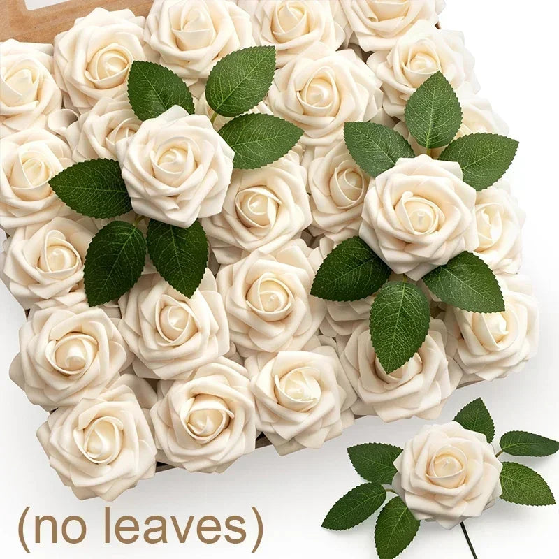 30/10PCS Artificial Foam Rose Flower Heads Bride Bouquet Flower for Home Wedding Party Table Decoration DIY Scrapbook Supplies