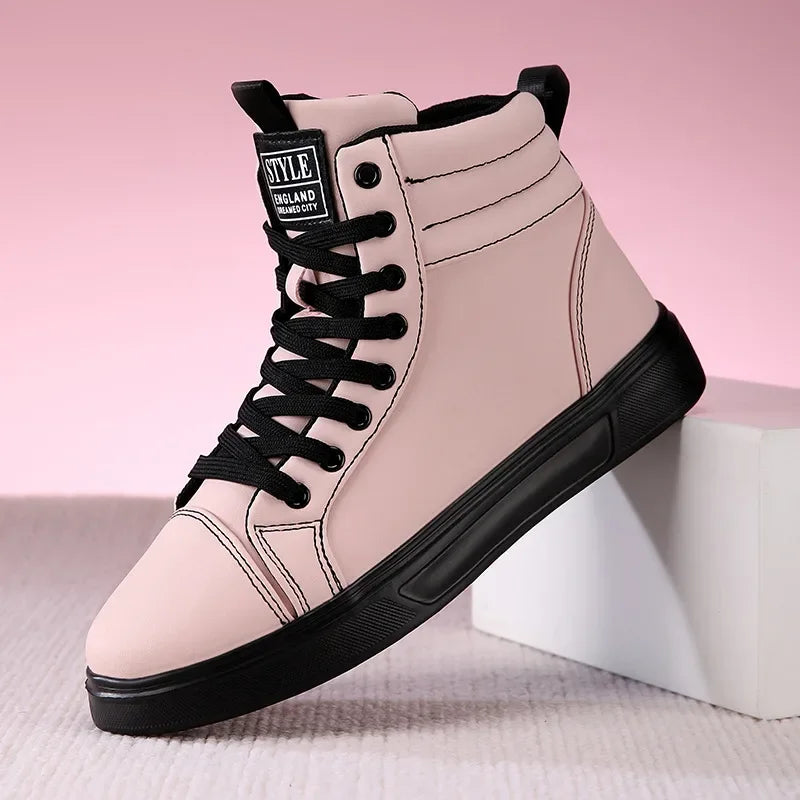 2025 Spring Fashion Red Men's Sneakers High Top Skateboarding Shoes for Men Women Comfortable Unisex Leather Sneakers Size 35-46