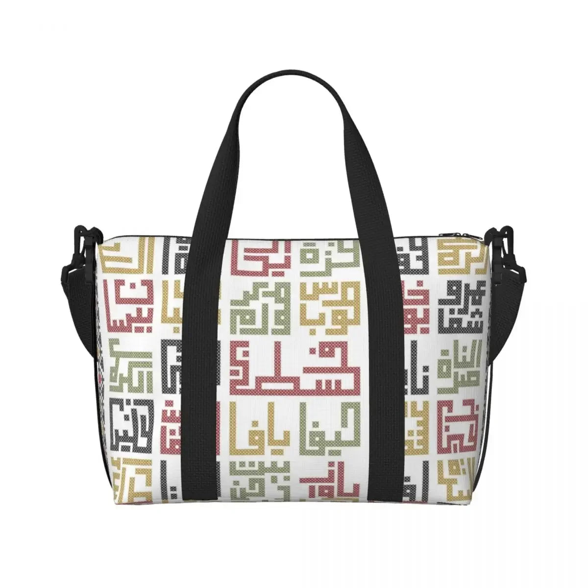 Custom Arabic Calligraphy Name With Palestinians Flag Hand Grocery Tote Shopping Bag Women Large Capacity Beach Gym Travel Bags