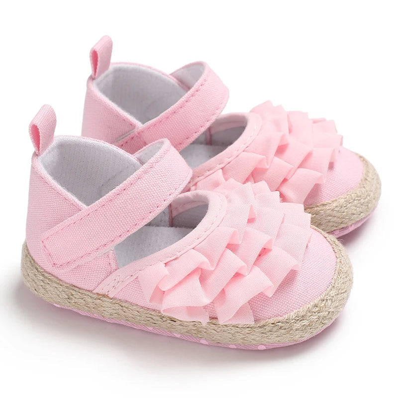 Newborn Toddler Baby Shoes Girl Baby Crib Shoes Princess Flower Bow Baby Cotton Sole First Walker Sneakers 0-18 Months