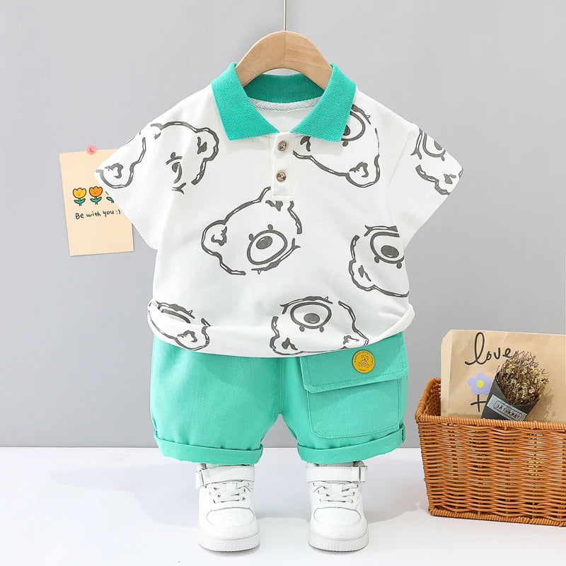 New Baby Boy Clothes Suits Summer Baby Clothes Set Print Dinosaur T-shirts+Pant 2pcs/Suit Infant Outfits Kids Girls Clothes Sets