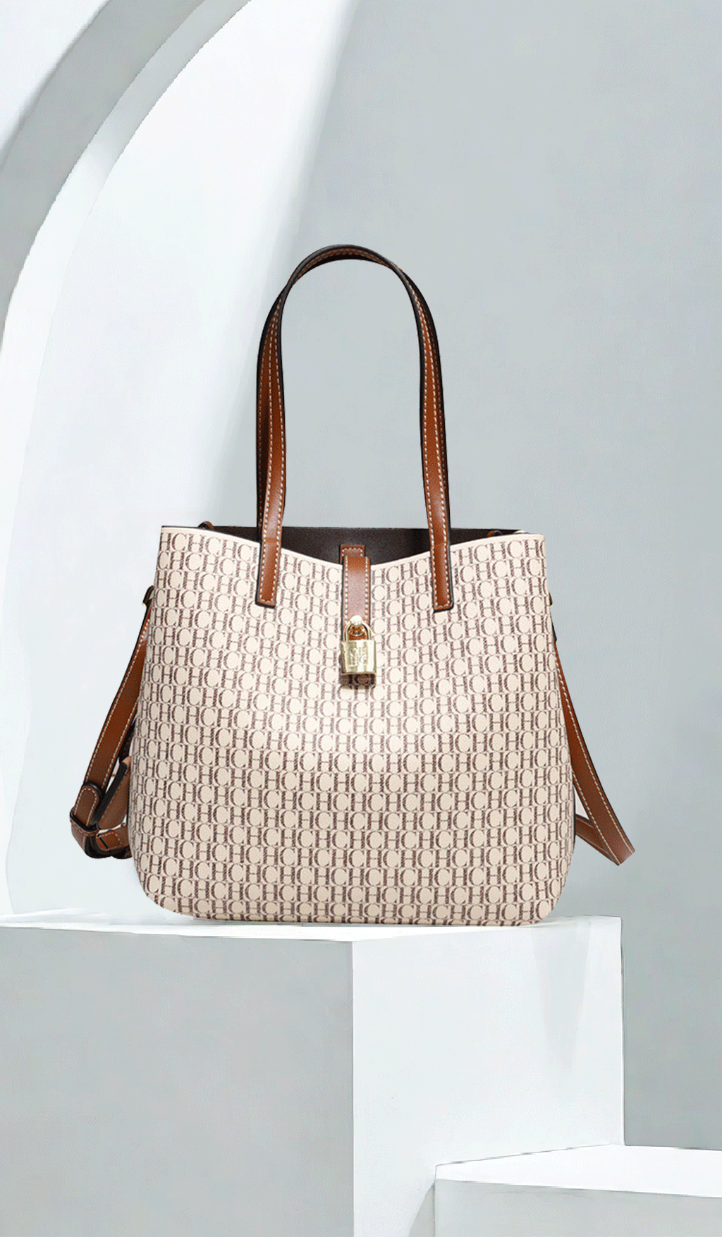 CH Premium Versatile Leather Crossbody Bag Ladies Large Capacity Daily Commuter Tote Bag Letter Print Design Ladies Fashion