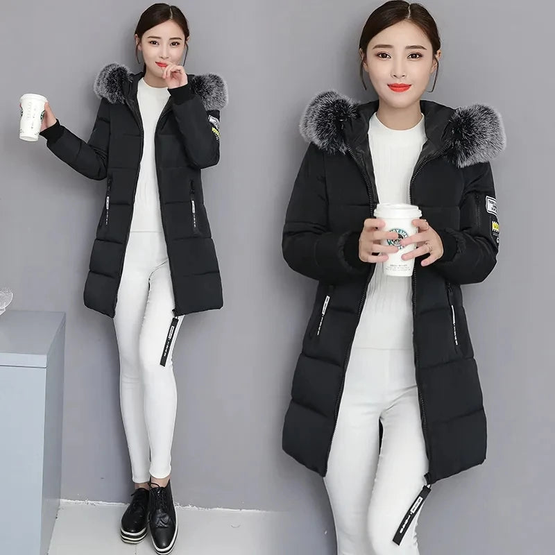 Winter Coat 2025 New Women's Thick Cotton Jacket Women Hooded Coat Medium long Casual Student Jackets Female Warm Parka Overcoat