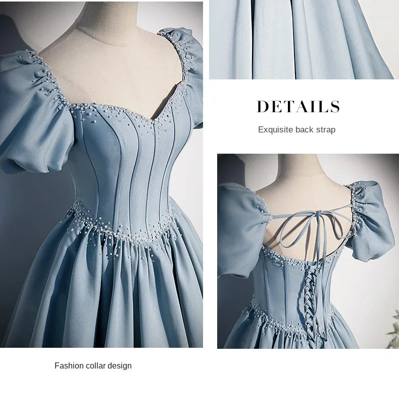 BeitifuBaby Palace Style Women's Evening Dresses Light Luxury Satin Lace-up Slimming Banquet Ball Gown Skirt Prom Dress Vestidos