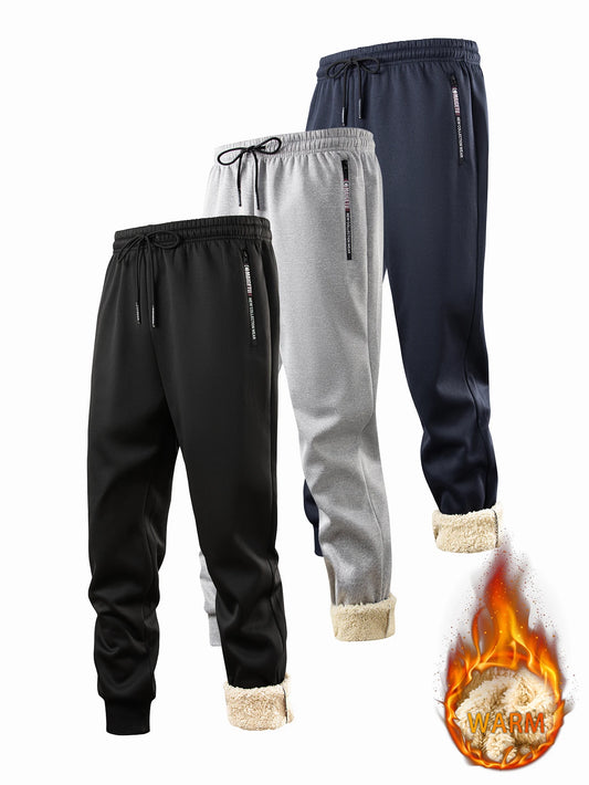 Winter Sweatwear Men Plush Thick Fleece Sweatpant Lambswool Thermal Trousers Casual Pants  Warm Sports fitness Pants