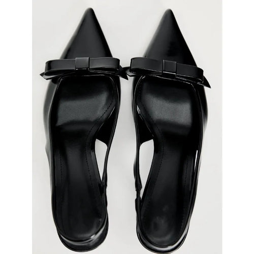 Butterfly Detail Pointed Toe Slingback Pumps – Women's High Heel Dress Shoes in Black