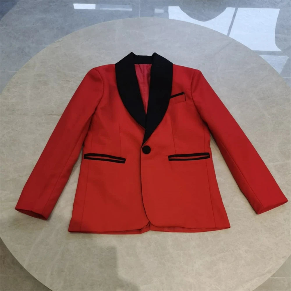 Slim Fit Boy's Suit Set 3 Pieces Tuxedo For Formal Occasion Blazer Vest And Pants Kids Outfit For Wedding Prom School Activities