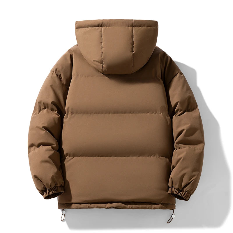 Men's Winter Thick Hooded Jacket - Warm Padded Coat, Youth Fashion Loose Fit Windproof Parka Outerwear