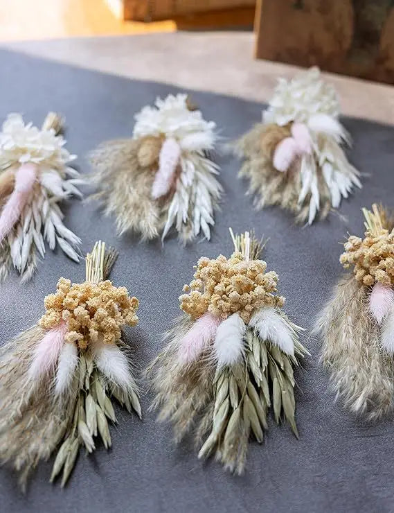6pcs Mini Dried Flower Bouquet Bohemian Wedding Pampas Rabbit Tail Grass Bridesmaid Flowers Wedding Party Decoration Home Decor