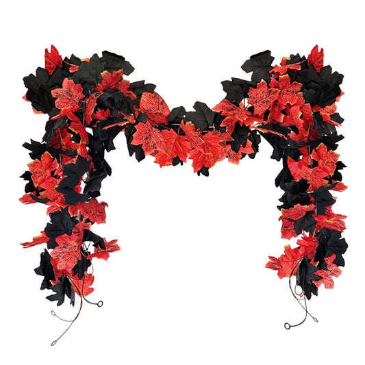 1Pc 6.5Ft Artificial Fall Maple Leaf  Foliage Fake Plant Garland for Home Halloween Thanksgiving Party Wall Table Autumn Decor