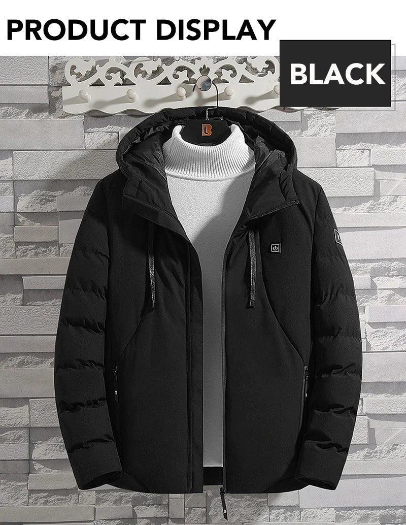 4 Areas Heated Jackets for Men Outdoor Sports Smart USB Charging Heating Outerwear Winter Electric Thermal Warm Cotton Jacket