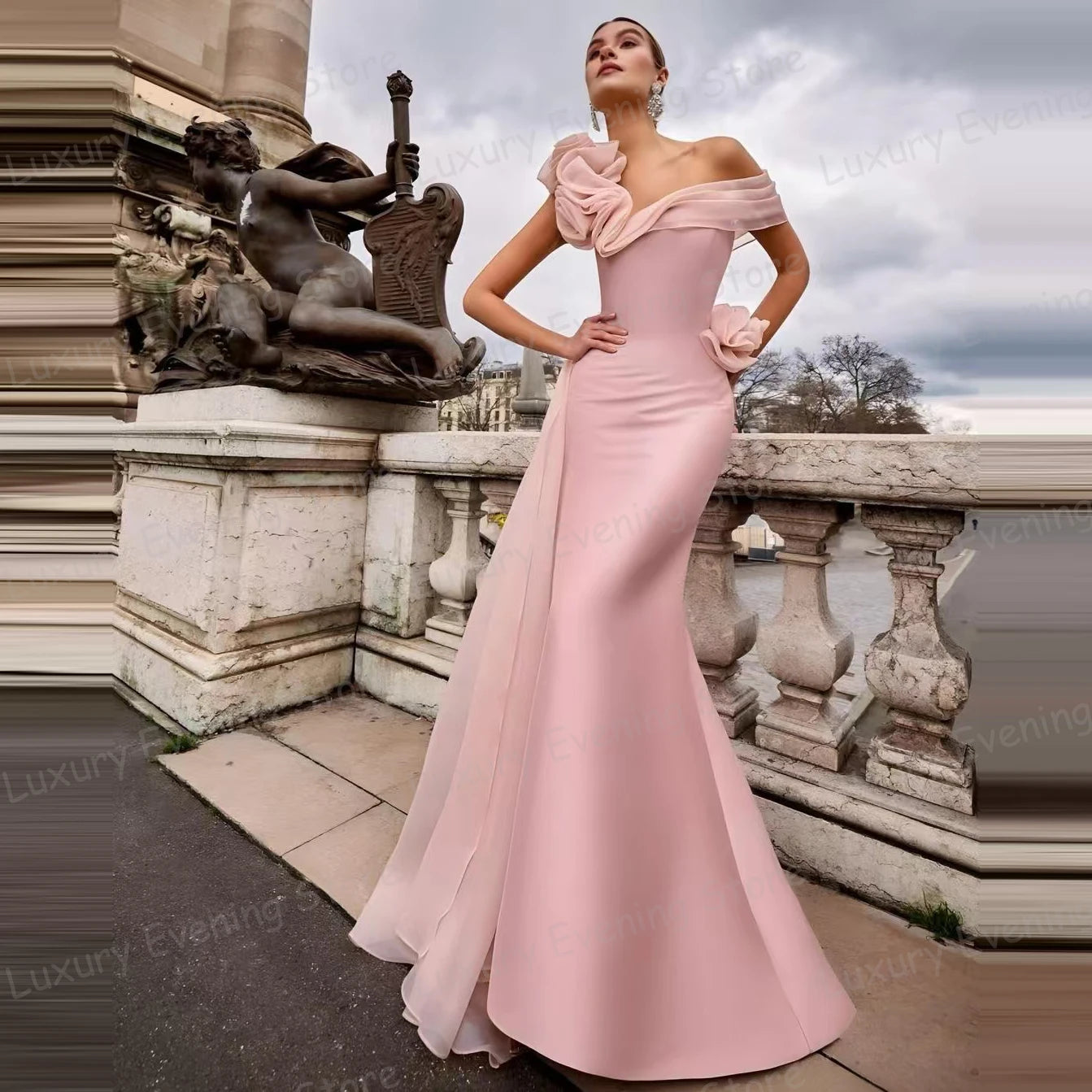 Simple Evening Dresses Mermaid Women's Sexy Strapless Off Shoulder Sleeveless Prom Gowns Fashion Vestidos De Fiesta Customized