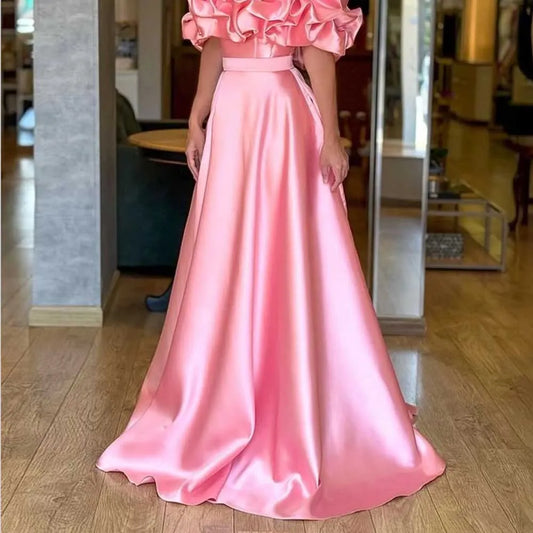 Modest Silk Taffeta Long Evening Skirt High Waist Floor Length A Line Formal Party Skirts Women Maxi Prom Skirt Custom NO TOP