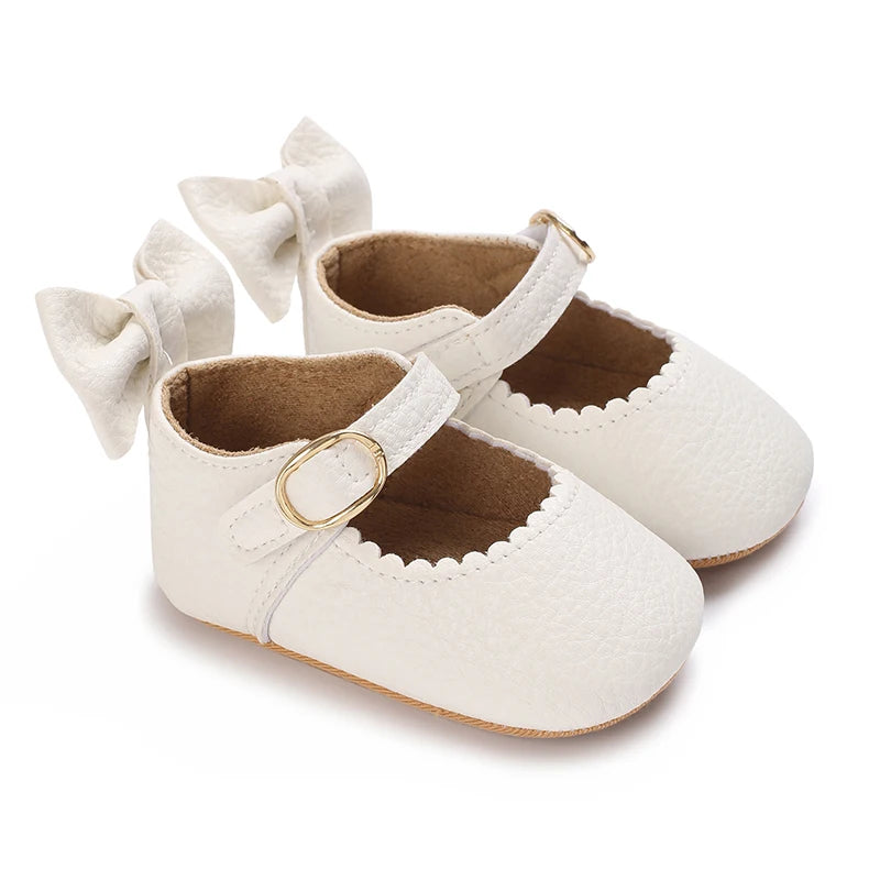 Cute White Lace Baby Girl Princess shoes  Baby Moccasins Moccs Shoes Bow Fringe Rubber Soled Non-slip Footwear Crib Shoes