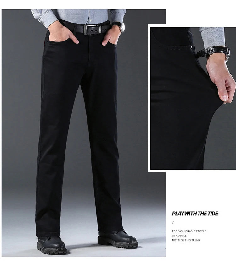 2024 New high-quality Fashion Casual Cotton Business Black  Denim Pants Male Trousers Men's Stretch Regular Fit Jeans