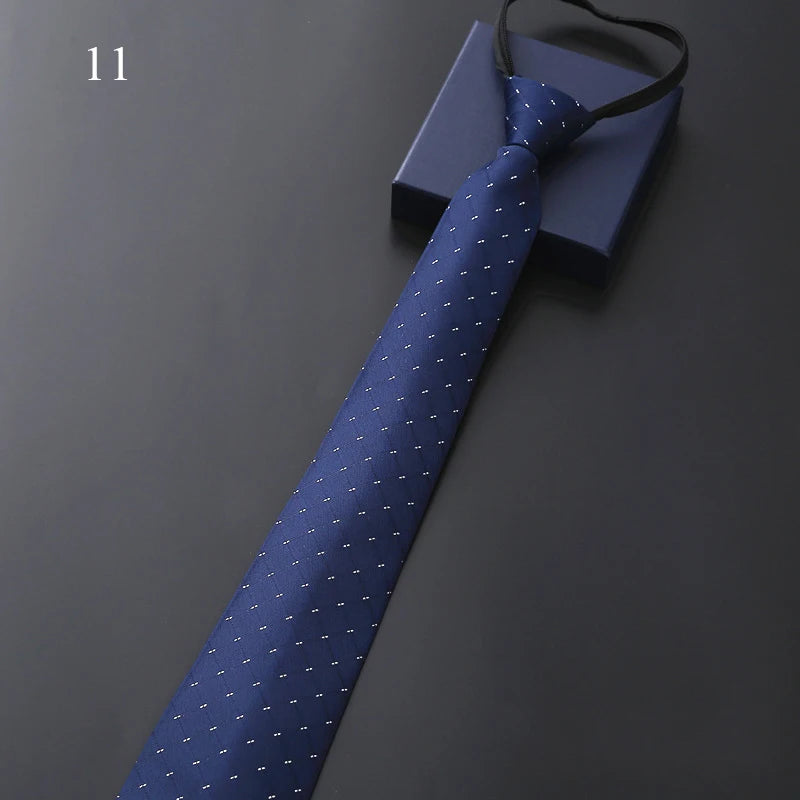 Lazy Zipper Jacquard Men's Tie Business Formal Wear Black Cravat Necktie Accessory Wedding Party Gift Fashion Daily Wear 48x8CM