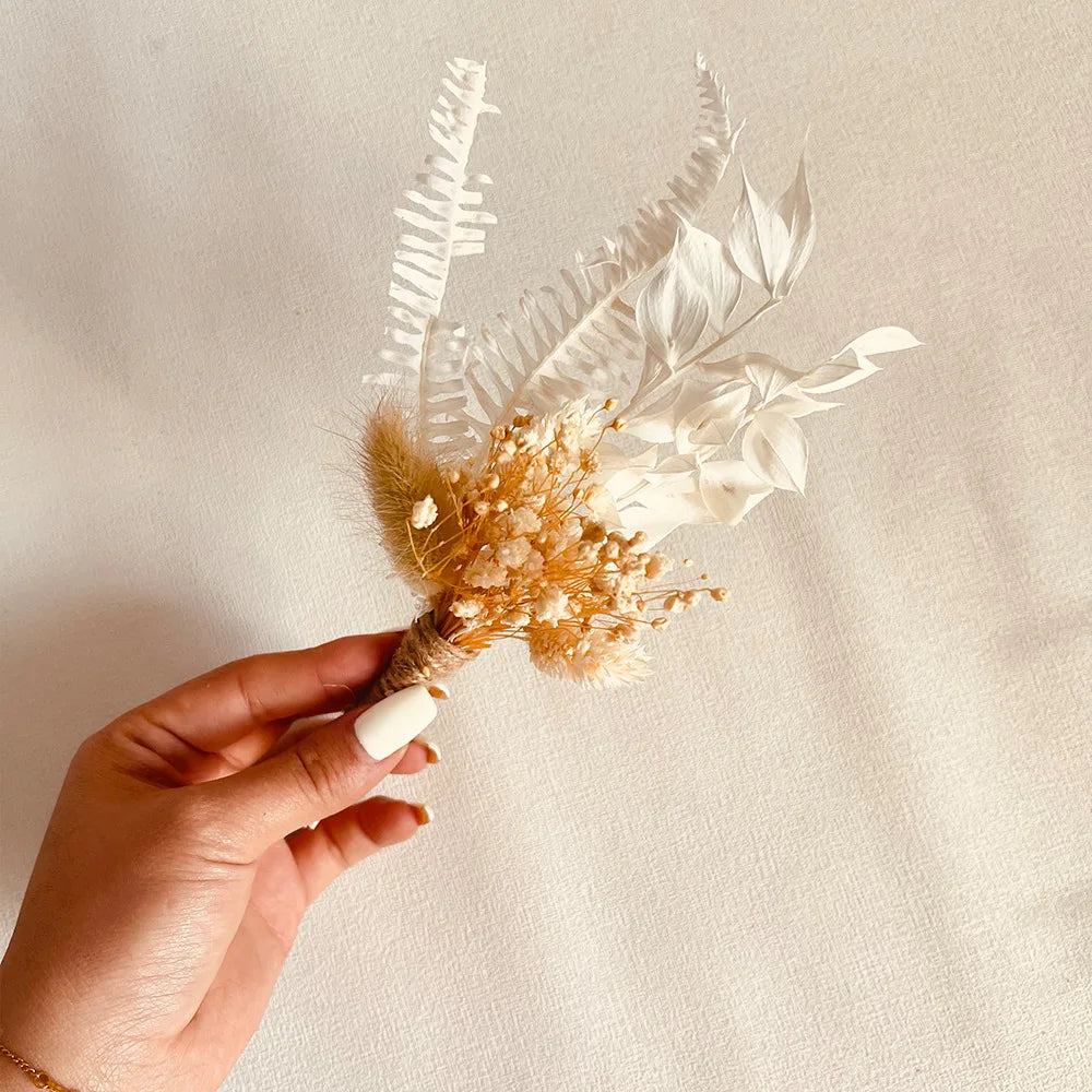 6pcs Mini Dried Flower Bouquet Bohemian Wedding Pampas Rabbit Tail Grass Bridesmaid Flowers Wedding Party Decoration Home Decor