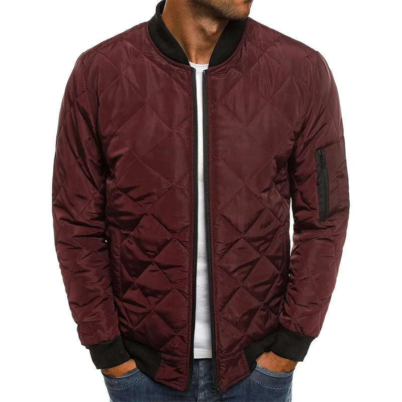 Winter New Jacket Men's Baseball Collar Mesh Pressed Lightweight  Jacket Vintage Flight Casual Long Sleeve