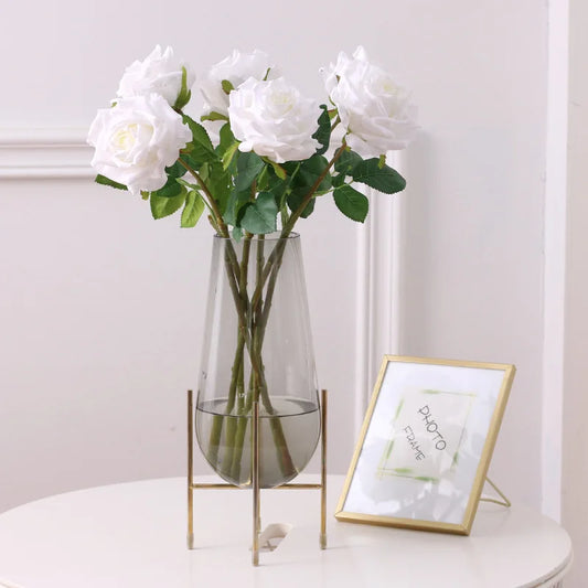 High-quality Simulation True Touch Curling Roses Artificial Flower Bridal Bouquet Wedding Home Decoration Valentine's Day Gift