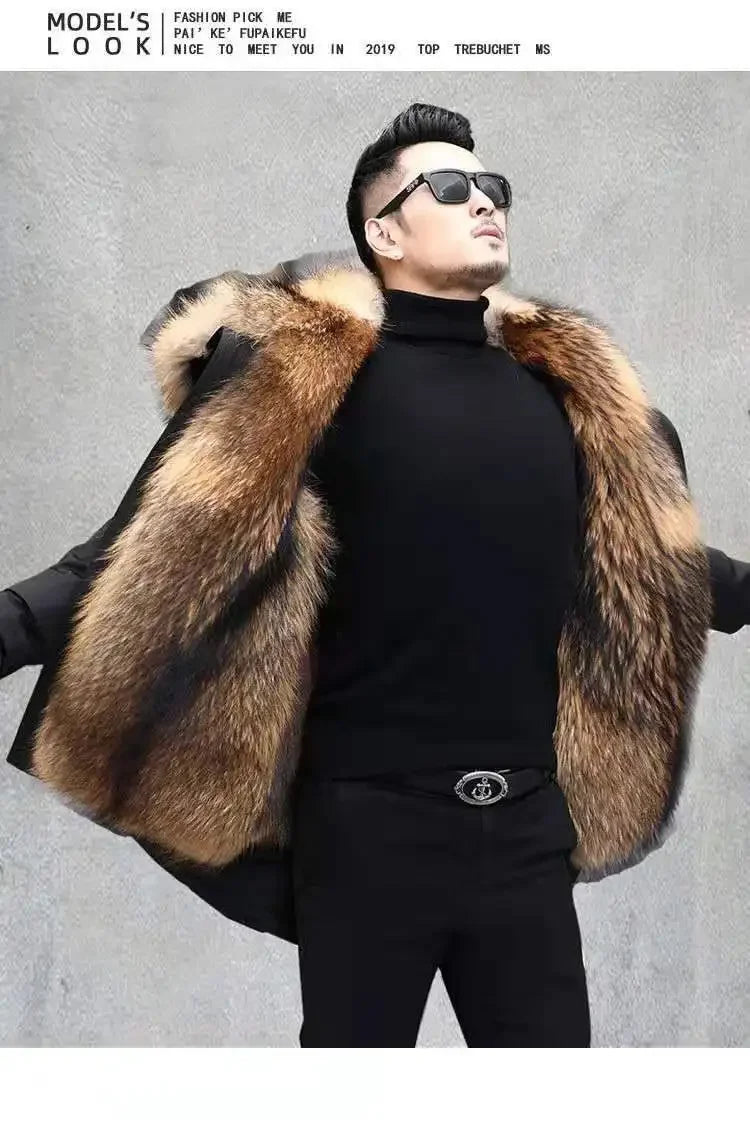 2024  New Casual Winter Men's Down Jacket Fox Fur Men's Coat Coat Men Clothing  Coat  Winter Jackets  Mens Jacket    Men Jacket
