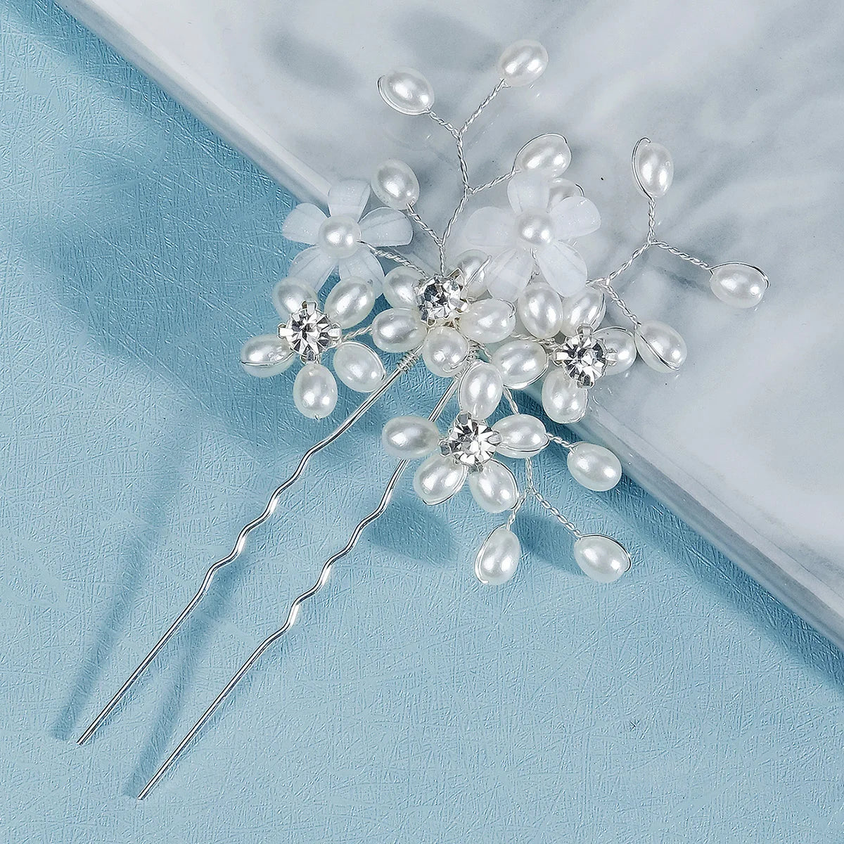 Fashion Pearl Rhinestone Flower Hair Pins barrette Bride Wedding Jewelry Accessories Hair Clips Headpiece For Women