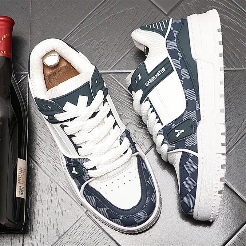 2025 New Men Outdoor Flat Classic Blue Sports Shoes Lace Up Skateboard Board Shoe Walking White Leisure Running Sneakers