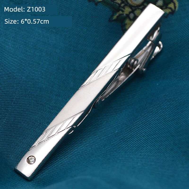 Tie Clip Male Minimalist Silver Fashion Formal Wear All-Match Tie Clip Sub Neckline Clip Laser Sculpture Laser Company Logo