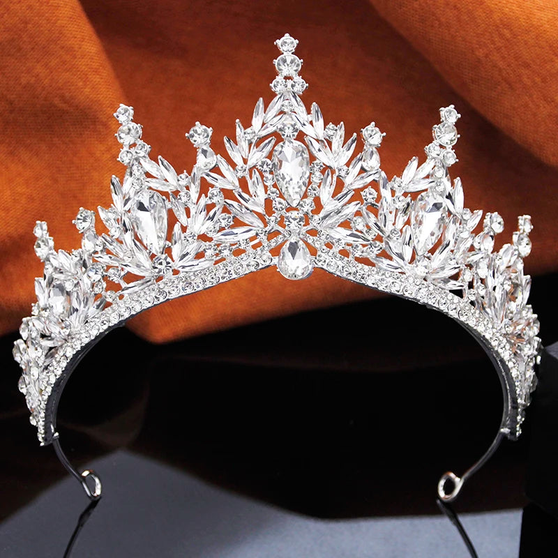 12 Color Bridal Jewelry Sets for Women Wedding Crown Girls Tiaras and Necklace Earrings Bride Party Costume Jewelry Accessories