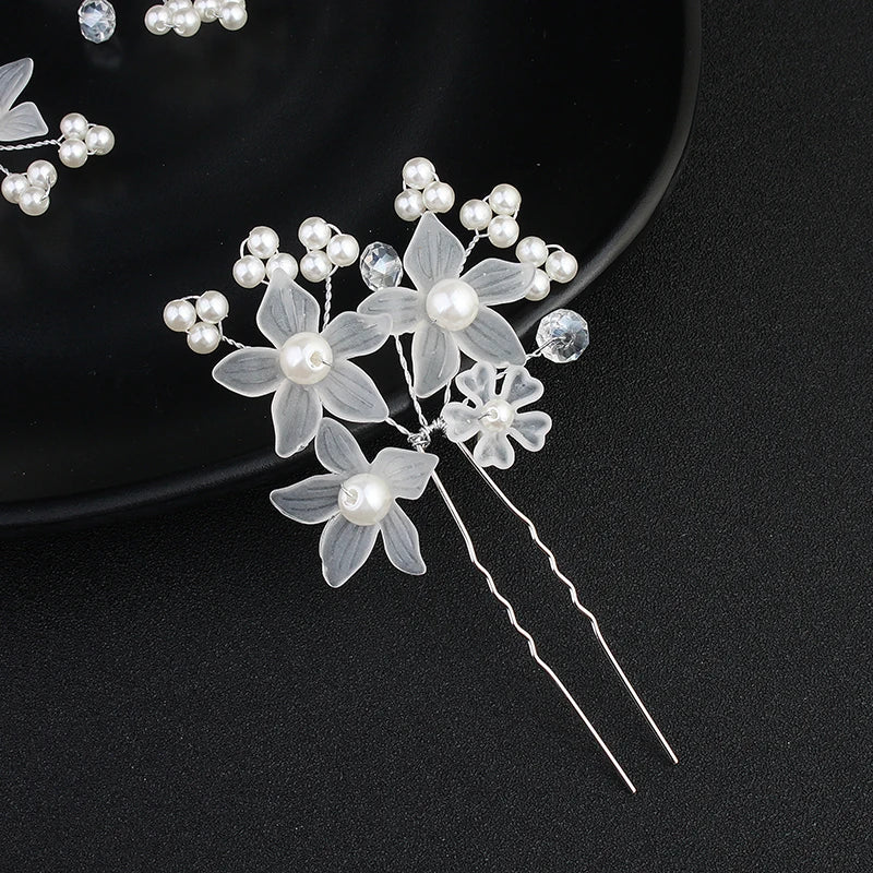 Fashion Pearl Rhinestone Flower Hair Pins barrette Bride Wedding Jewelry Accessories Hair Clips Headpiece For Women