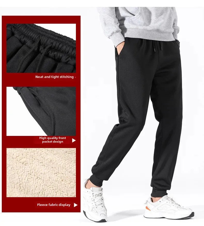 Winter Thickened Fleece-Lined Casual Pants Men's Loose-Fit Sweatpants Trendy Youth Sweatpants Bunched Feet Pants Casual Pants