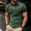 Men's Gradient Polo Shirt – 3D Print Short Sleeve Zip Collar Tee for Summer